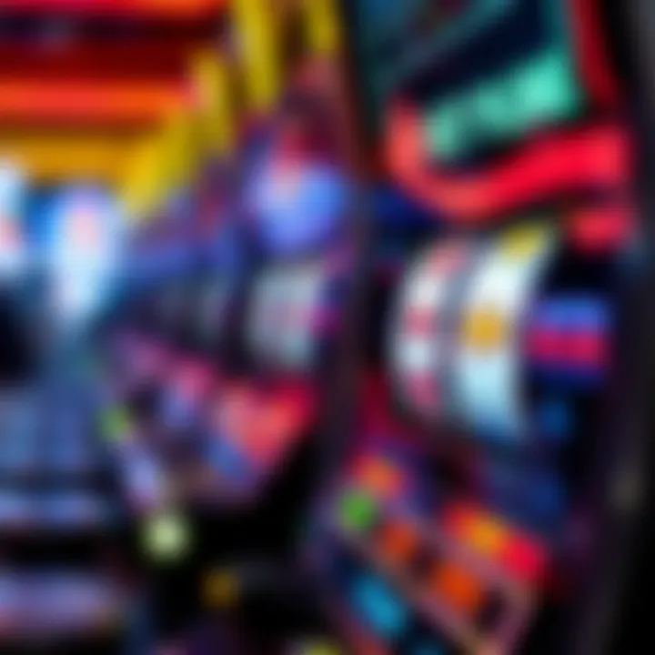 Close-up view of a slot machine with active gameplay