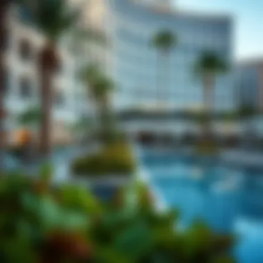 Bellagio Hotel pool area featuring relaxing loungers and lush landscaping