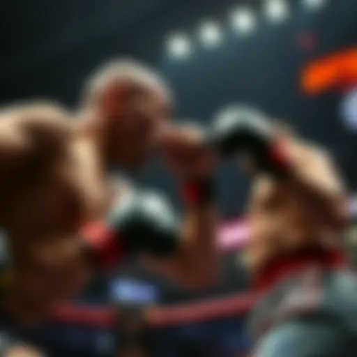 Intense fight moment during a UFC match