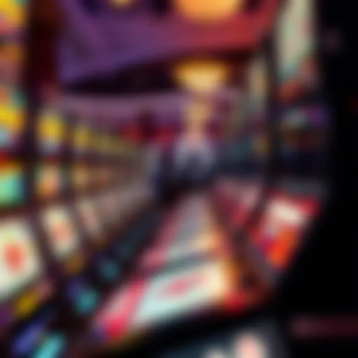 An interior view of a casino floor filled with slot machines