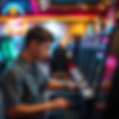 A technician performing maintenance on a slot machine