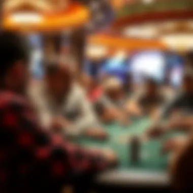 Intense Action at the Poker Tournament Participants engaged in an intense poker game at the tournament