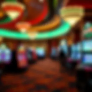Vibrant casino floor with gaming tables