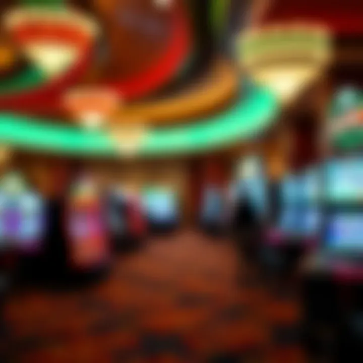 Vibrant casino floor with gaming tables