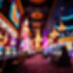 Luxurious casino ambiance featuring vibrant lights and elegant decor