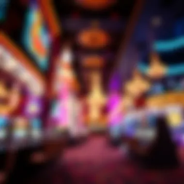 Luxurious casino ambiance featuring vibrant lights and elegant decor