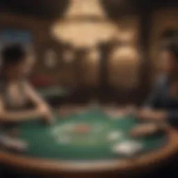 A strategic poker table set in an Asian-themed environment