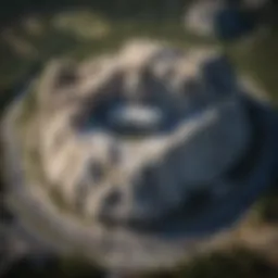 Aerial view of Mount Rushmore with nearby casinos