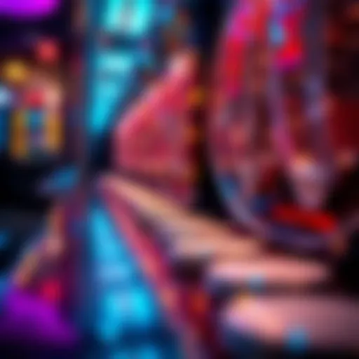 The Mechanics of Coin Cascading A close-up view of a coin pusher machine in action, showcasing coins cascading down.