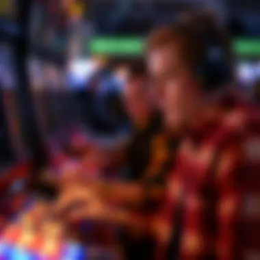 The Strategic Mindset of a Player An intriguing visual of a player focused on a coin pusher machine, lost in strategy.