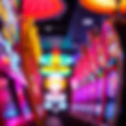 Vibrant slot machine display with colorful lights