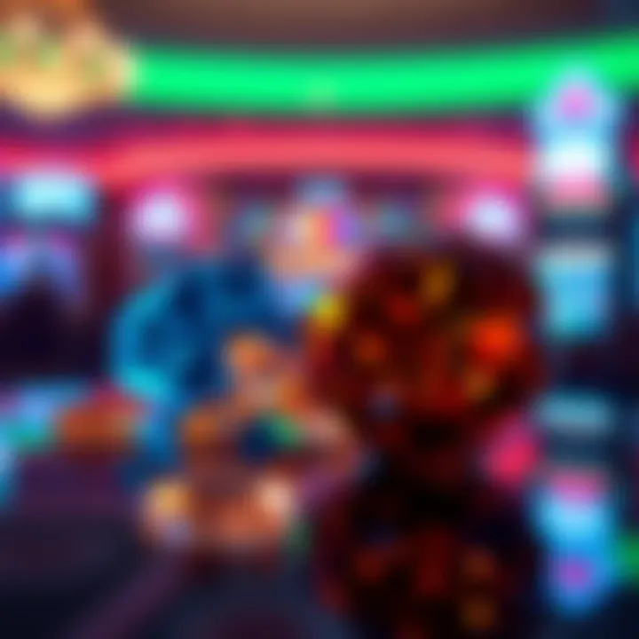 An artistic representation of gems reflecting casino lights