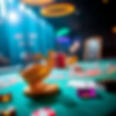 A vibrant poker table adorned with gem motifs