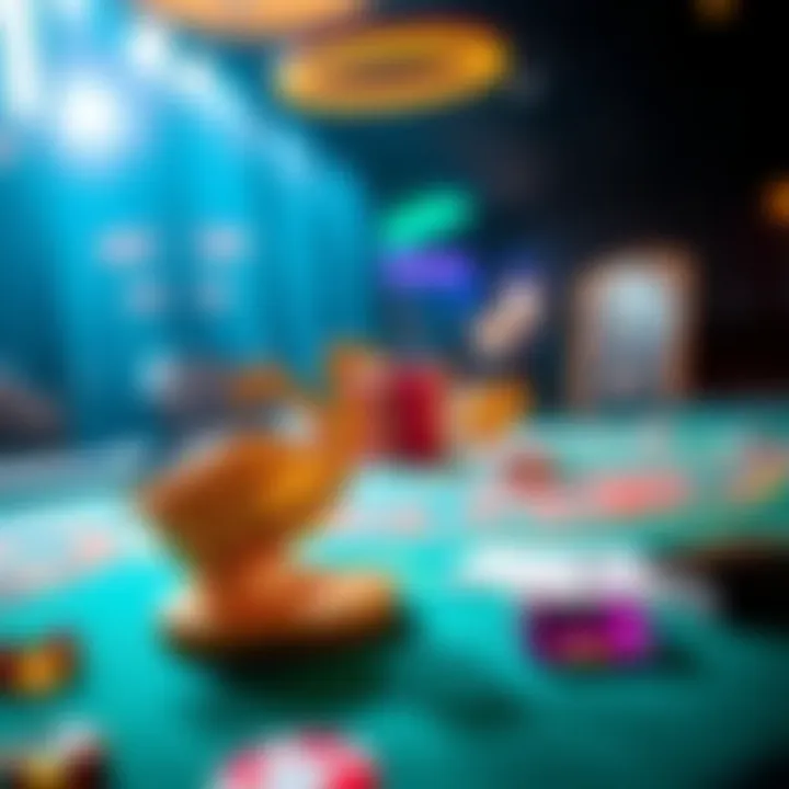 A vibrant poker table adorned with gem motifs