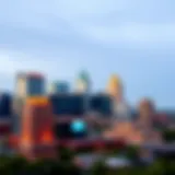 Boston Skyline with Hotel Casinos A panoramic view of Boston's skyline showcasing hotel casinos