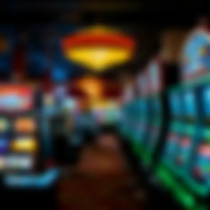 Vibrant Gaming Area at Jake 58 Casino Vibrant gaming area filled with slot machines