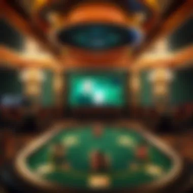 An overview of the casino's poker room, illustrating the elegant design and ambiance.