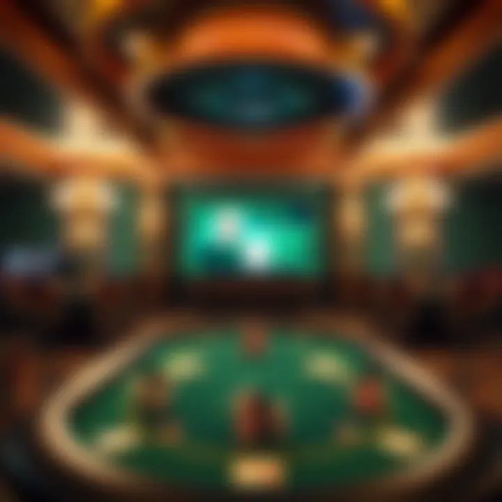 An overview of the casino's poker room, illustrating the elegant design and ambiance.