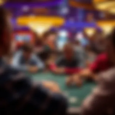 A group of players engaged in an intense poker game, reflecting the competitive spirit.