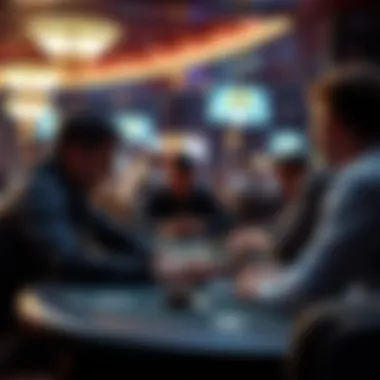 Poker tournament setup with players engaged in strategy