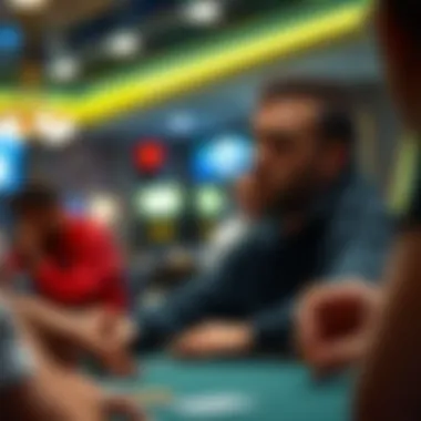 Intense focus on a player during a tournament showdown