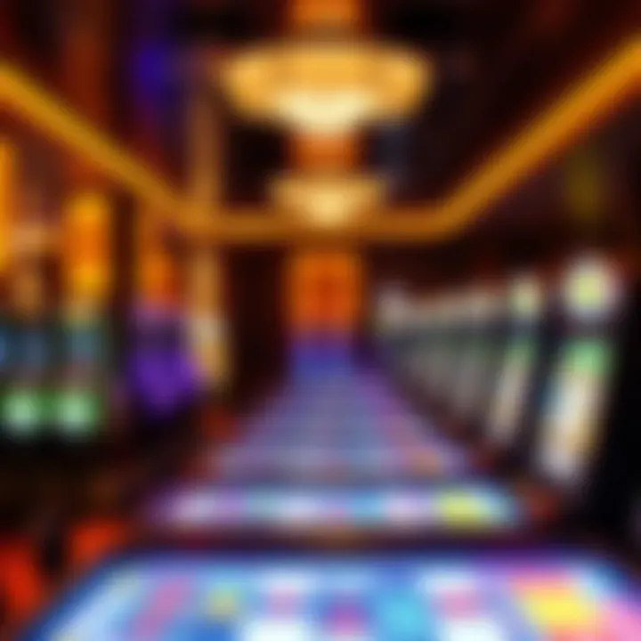 Vibrant Casino Interior with Gaming Tables Interior of a vibrant casino with gaming tables