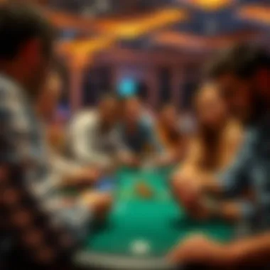 Group of friends enjoying a poker game on their devices