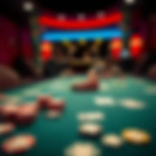 Exciting Poker Setup Poker table featuring various chips and cards