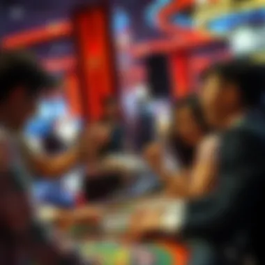 A group of friends engaging in casino games