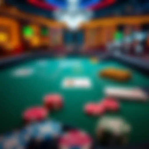 Virtual blackjack game interface showcasing cards and chips