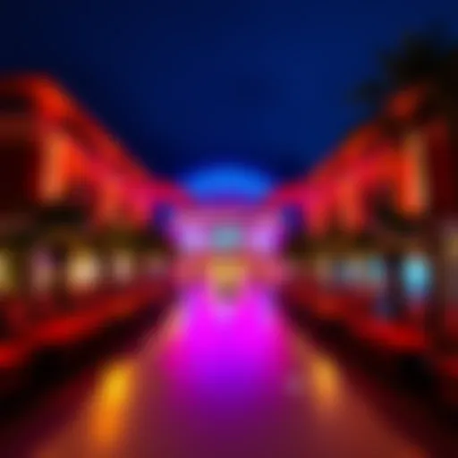 Panoramic view of the Meadowlands Casino showcasing its vibrant exterior