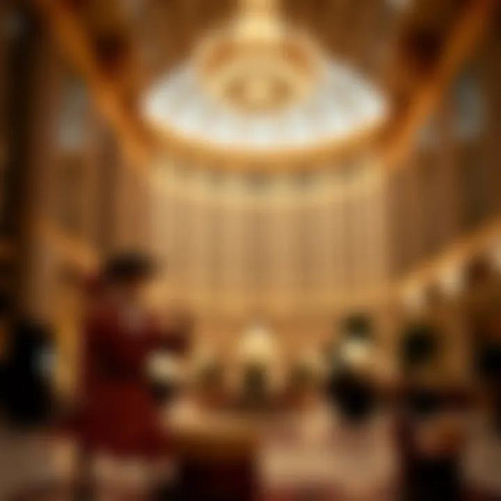 Luxurious interior of the Bellagio lobby