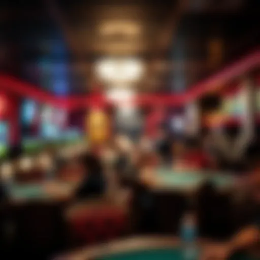 A bustling poker venue filled with enthusiastic players