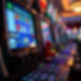 A close-up view of a video poker machine highlighting the screen and buttons