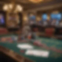 Elegant casino-themed table setup with cards and chips