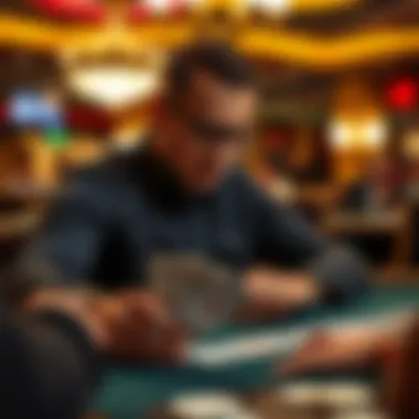 A focused player analyzing card patterns at the table