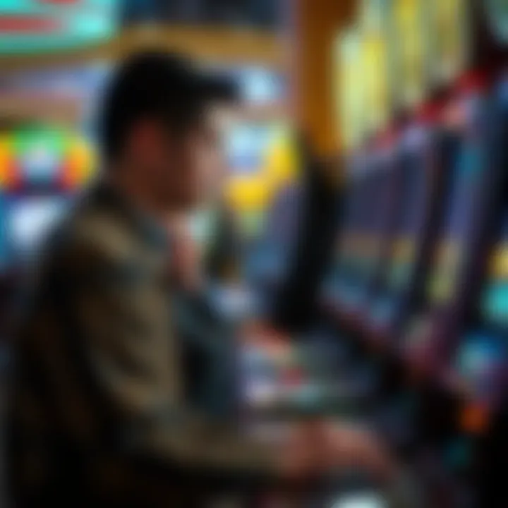 A thoughtful player engaging with a gambling machine