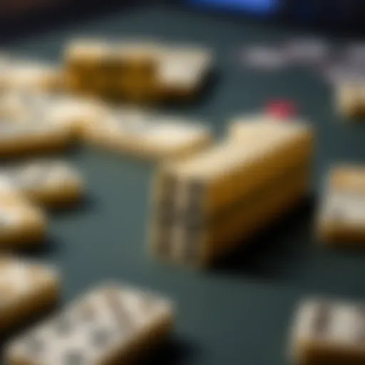 Strategic Patterns in Dominoes Elegant arrangement of domino tiles showcasing strategic patterns