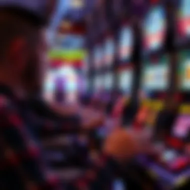 A close-up of a player engaged with a slot machine