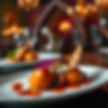 An elegant dish showcasing gourmet cuisine inspired by medieval themes