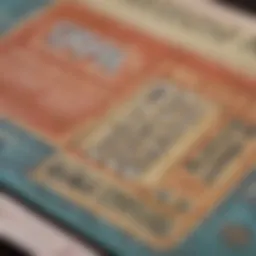 Historic lottery ticket showcasing early Australian designs