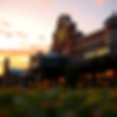 Exterior view of the Valley Forge Casino Tavern during sunset