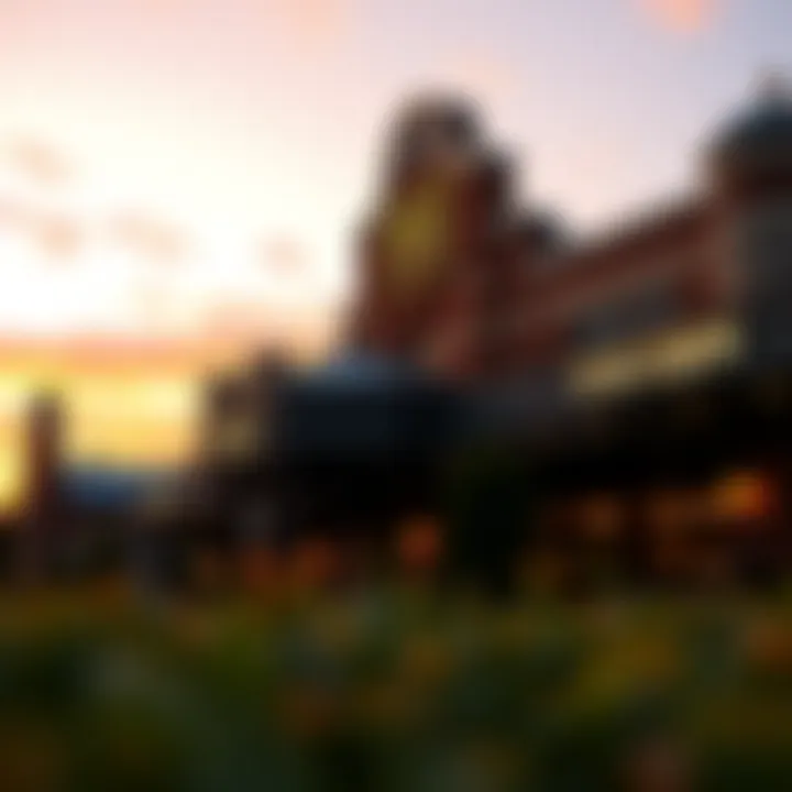 Exterior view of the Valley Forge Casino Tavern during sunset