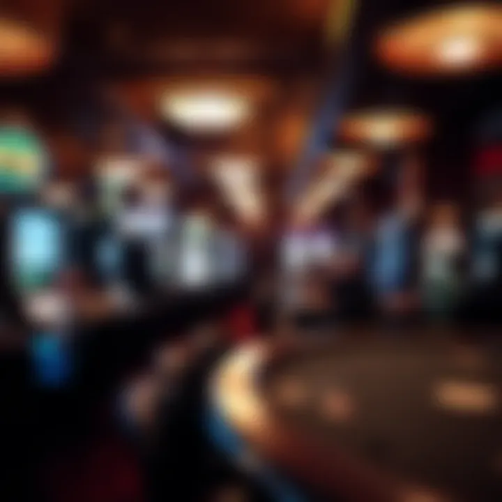 Gaming area featuring various table games and slots